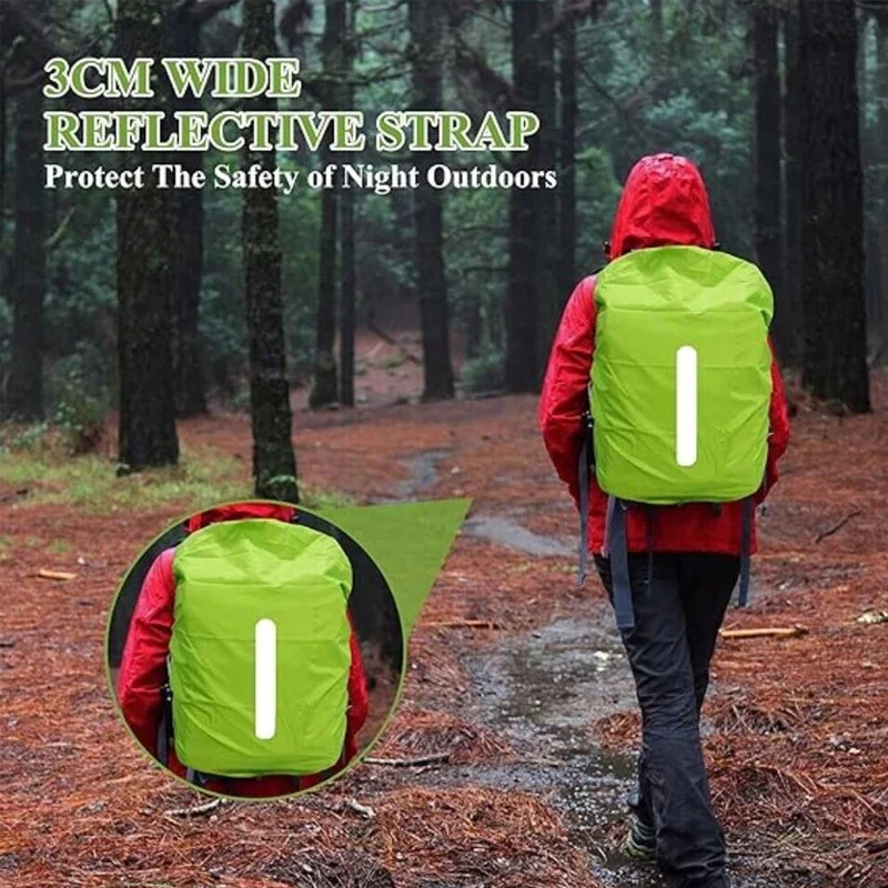 8-80L Backpack Rain Cover Camping Hiking Night Walking Safety Reflective Waterproof Dust-proof Backpack Cover Schoolbag Cover