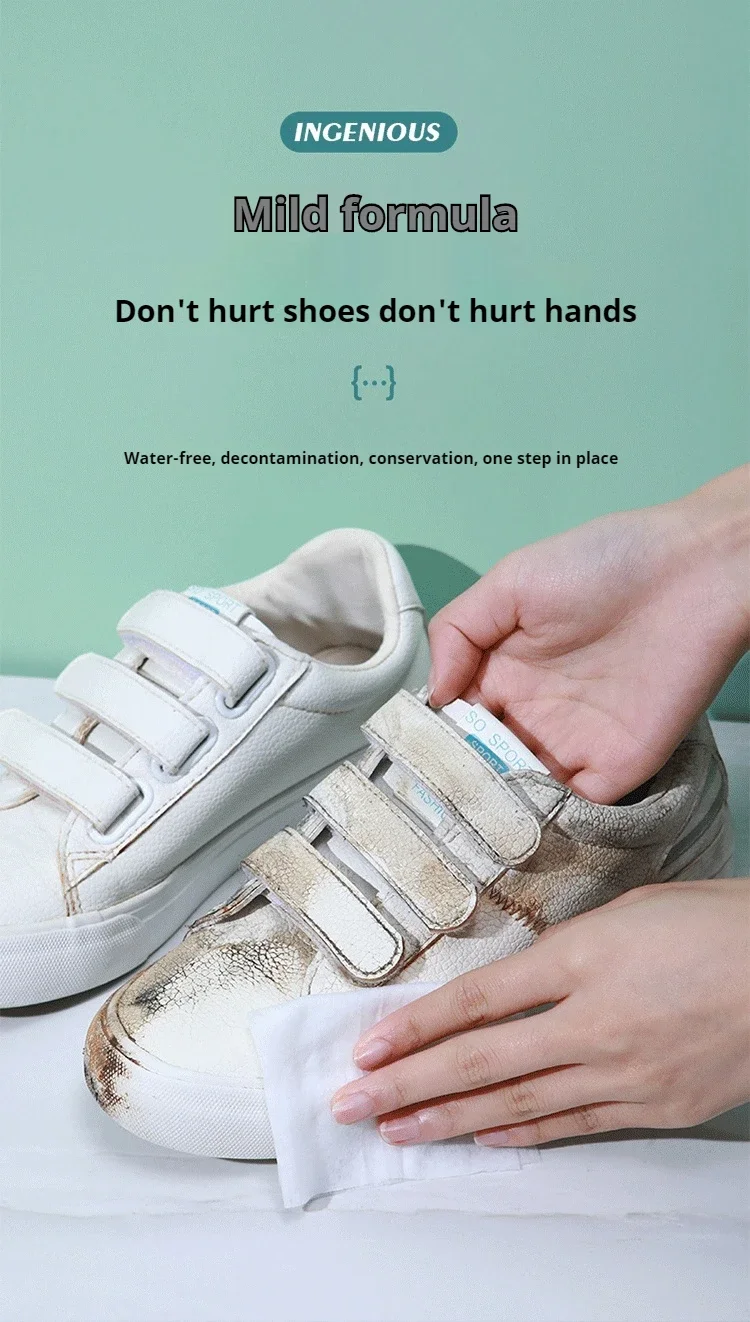 Schuh-Reinigungstücher Sneaker-Reiniger Tragbare Einweg-Reinigungstücher Leistungsstarke Reinigungstücher für Weiße Schuhe – Detail 3