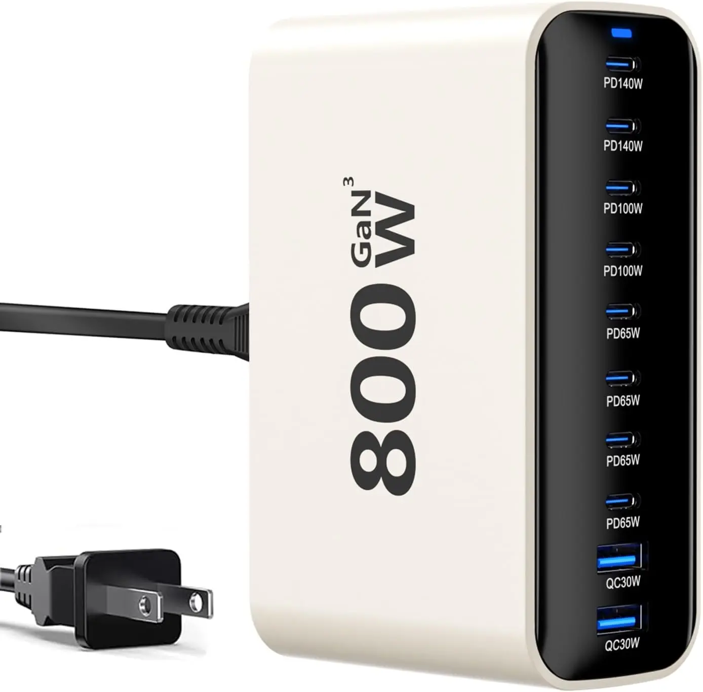 

Зарядная станция USB-C мощностью 800 Вт, 10-портовое быстрое зарядное устройство с двойным портом PD PPS 140 Вт для MacBook, iPhone, Galaxy, планшетов