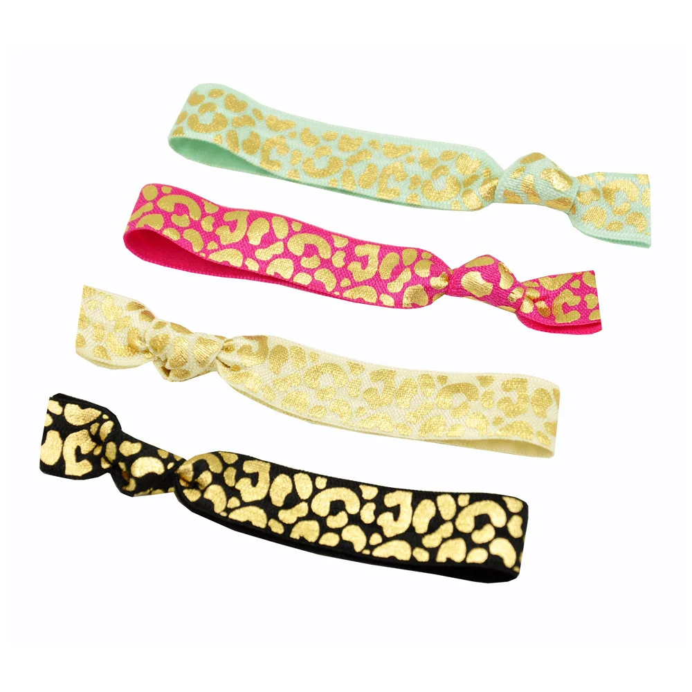 

150pcs 5 Colors Gold Silver Leopard Elastic Hair Band Wholesale Hair Tie Bracelet Party Gift Ponytail Holder Girls Headwear