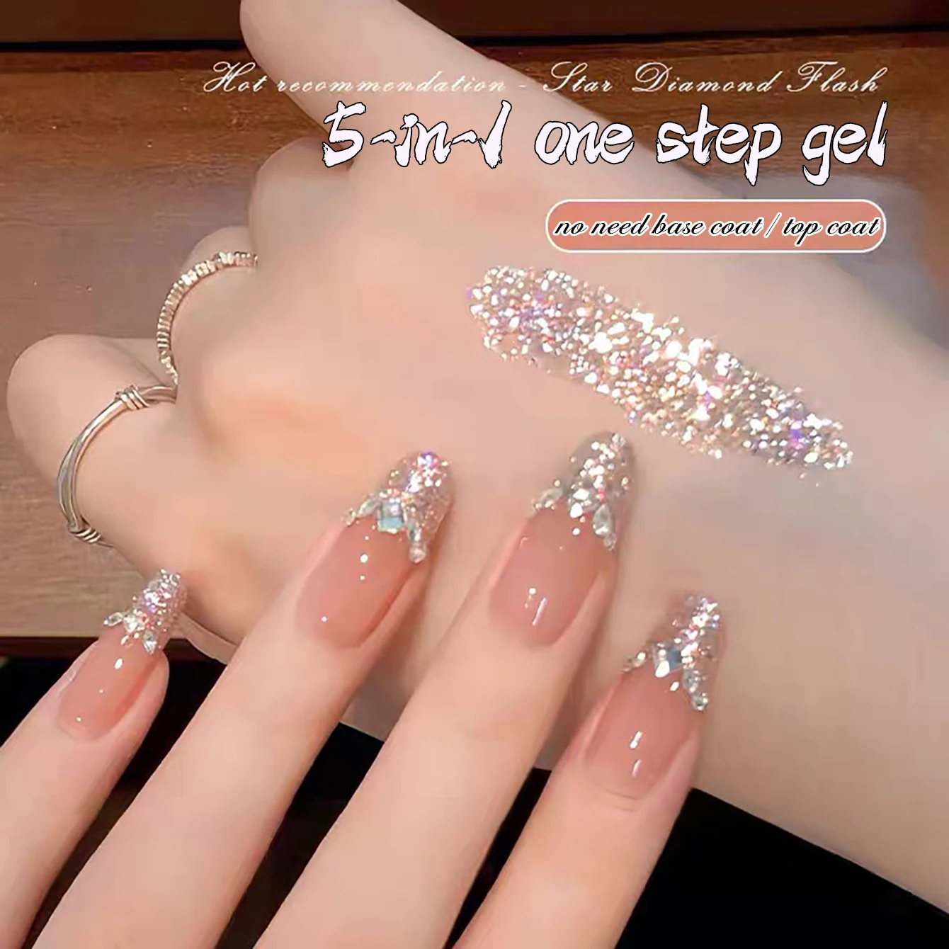 SHAKA 1pcs 2026 Popular New 5-in-1 One Step Glitter Bright Sequin Nail ArtSummer Whitening Star Diamond Glitter Gel Nail Polish