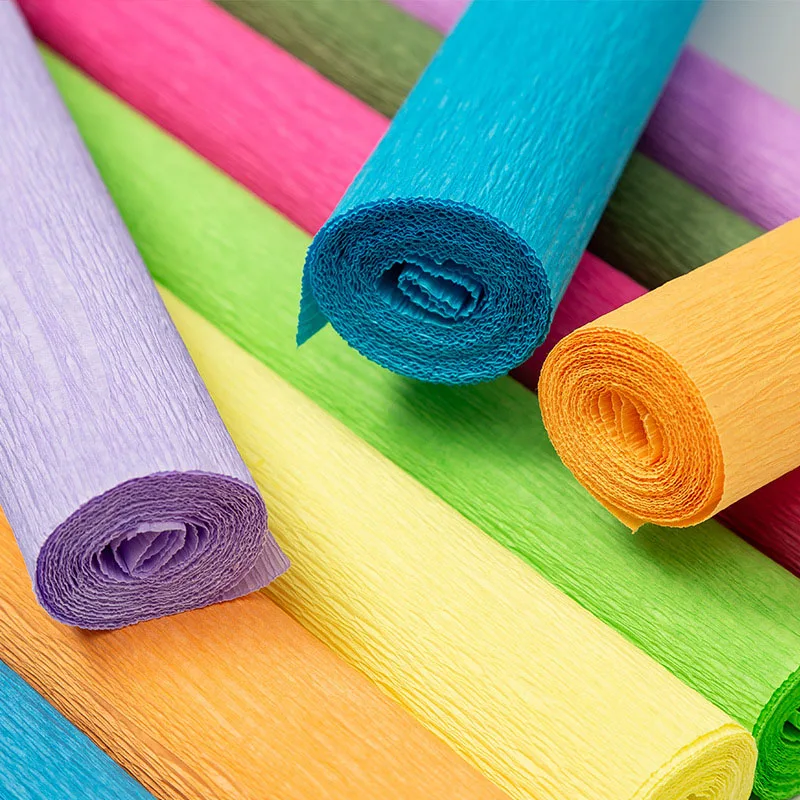 17 Colors 50x250cm Colored Crepe Paper Roll Origami Crinkled Crepe Paper Craft DIY Flowers Decoration Gift Wrapping Paper Craft