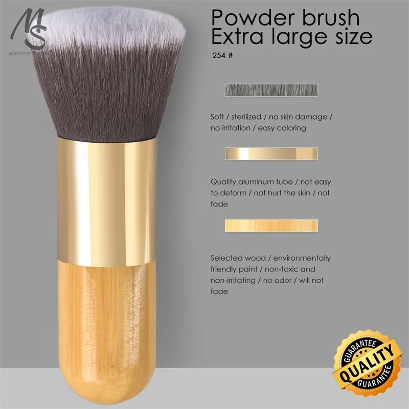 1PC Fashion Round Bamboo Handle Makeup Brush Foundation Powder Blusher Brush Cosmetic Brushes Pro Beauty Makeup Tools Large