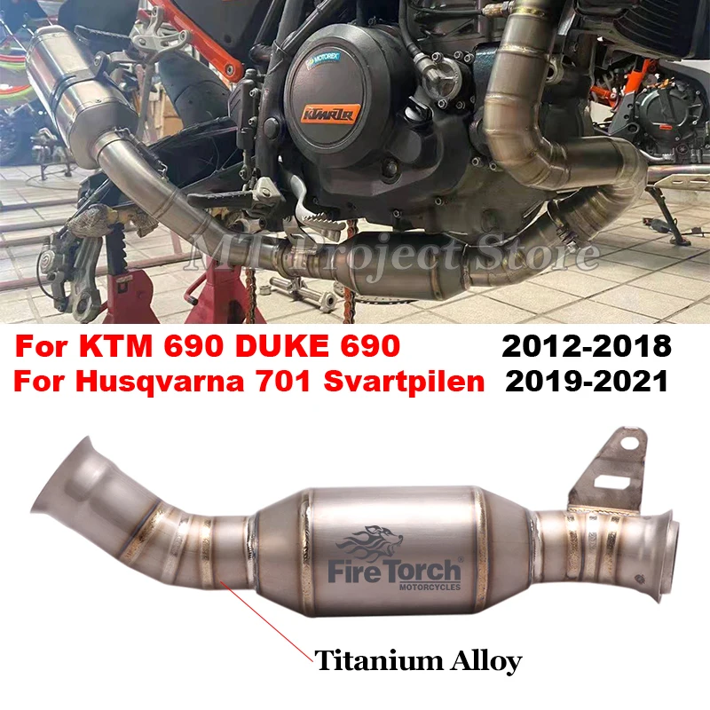 

For KTM 690 Duke 2012-2018 Husqvarna 701 Svartpilen Slip On Motorcycle Exhaust GP Escape Muffler Titanium Alloy Middle Link Pipe