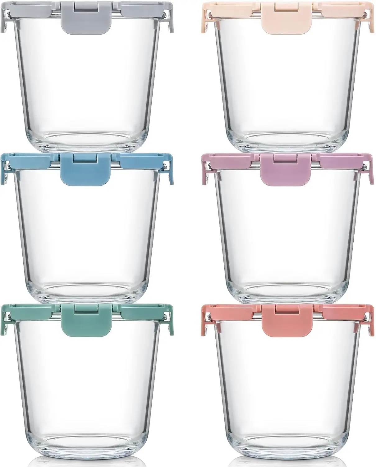 

[UPGRA D LID] 6 Sets 3 Cup Glass Meal Prep Containers with Lids, Food Storage Bowl Jars for Leftover Lunch Meal Oats S