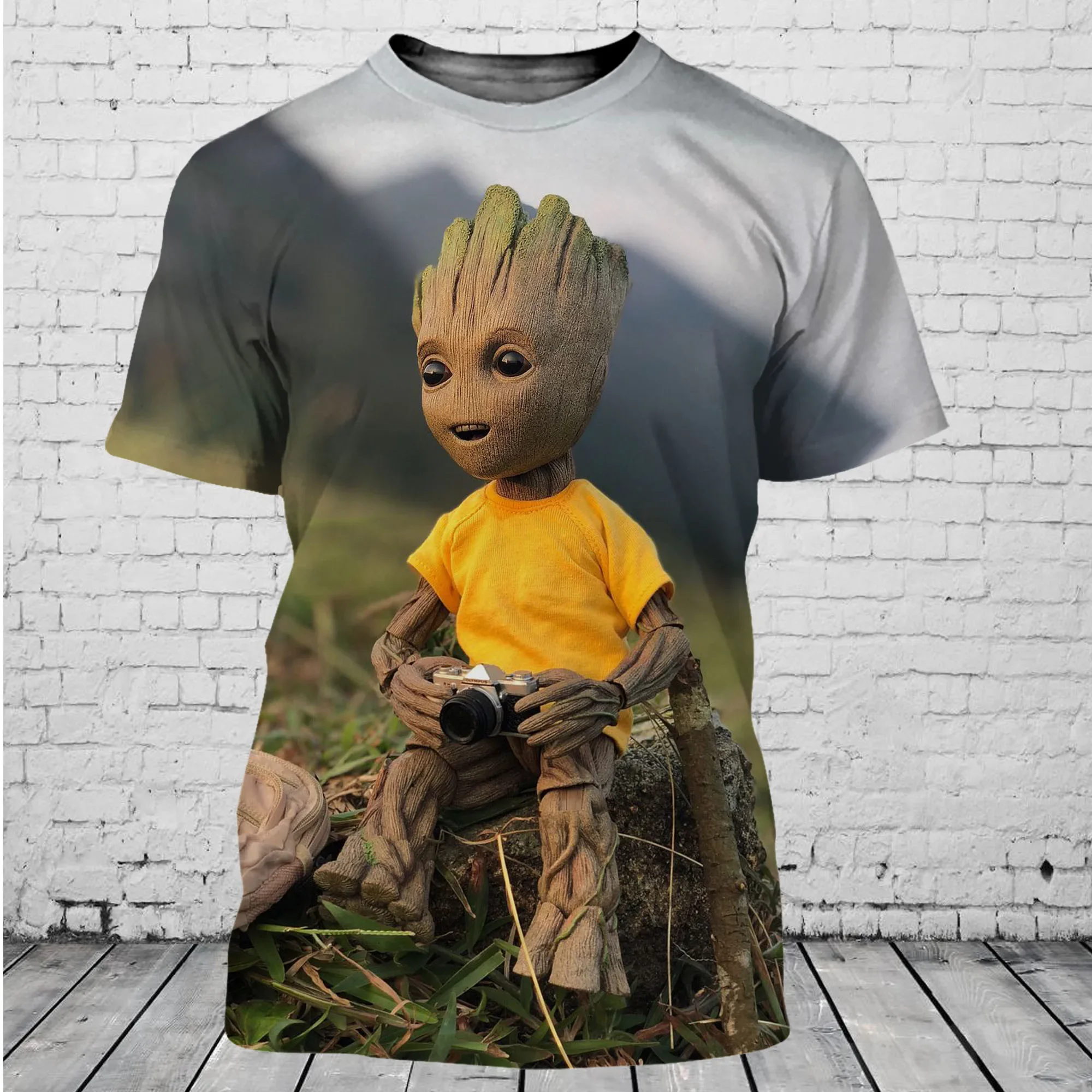 T-shirt imprimé 3D Gardiens de la Galaxie Groot pour hommes et femmes, manches courtes, style décontracté, Streetwear d'été, T-s