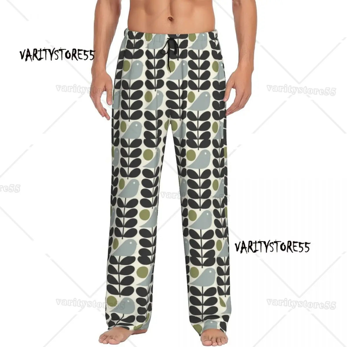 

Мужские пижамные штаны с несколькими ножками и птицами на заказ, скандинавская одежда для сна Orla Kiely, штаны для сна с карманами