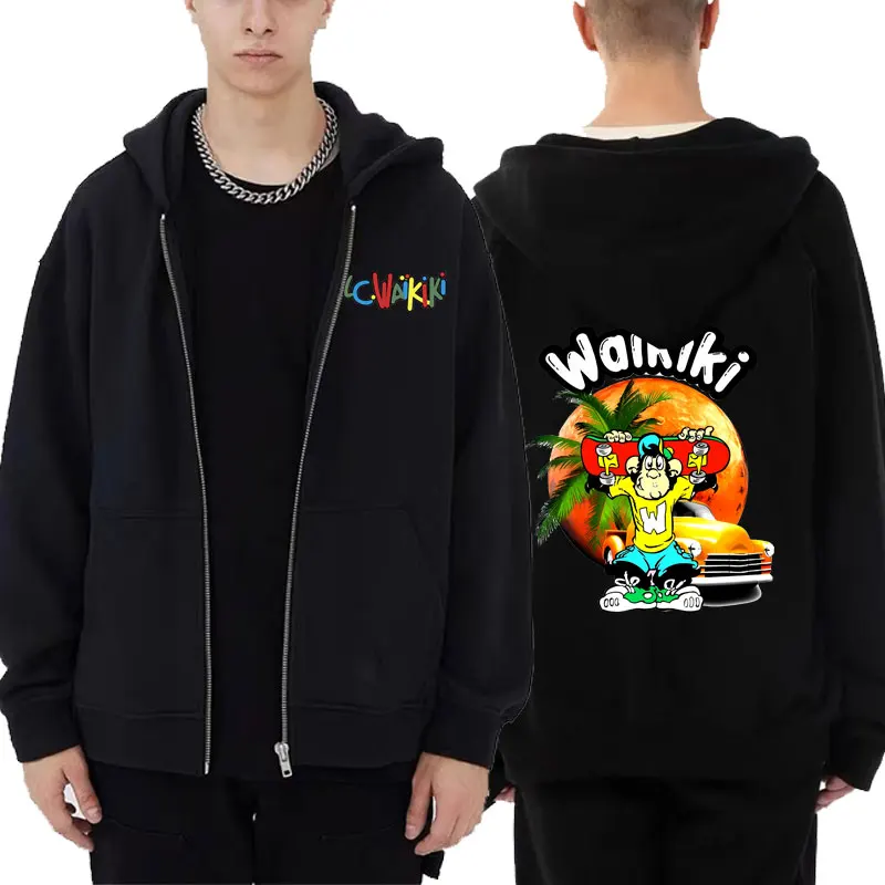 

Skateboarding Boy Lc Waikiki Monkey Graphic Zipper Hoodie Male Fashion Oversized Streetwear Men's Vintage Causal Zip Up Jacket