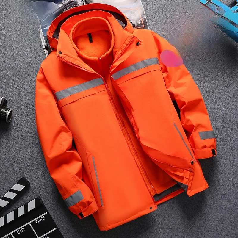

ex Outdoor Fce Lined Thiened Breathable Waterproof Jaet Autumn Winter Coat with Reflective Strip Tee in One Two ...
