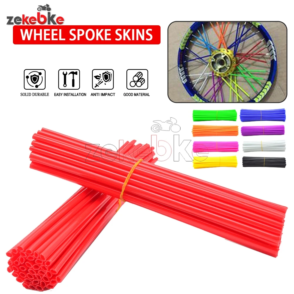 72pcs Bicycle Wheel Spoked Protector Wraps 24cm Wheel Rim Spoke Wrap Kit for Motorcycle Bike Color Rims Skin Trim Covers Pipe
