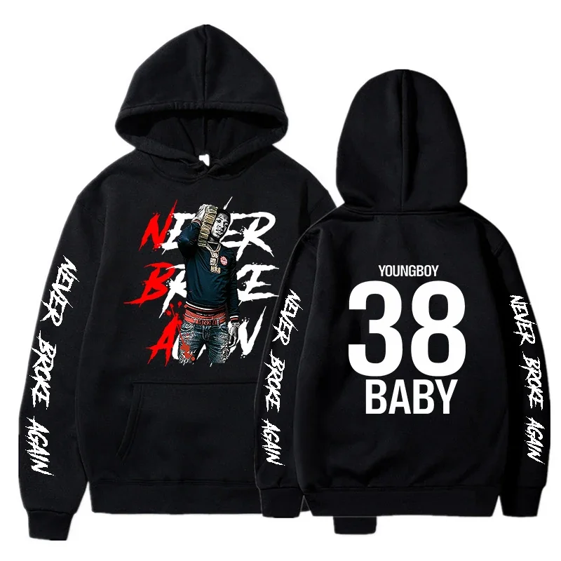 Never Break Again Sudadera con capucha Moda para hombre YoungBoy Patrón Ropa deportiva estampada Sudadera con capucha informal fresca para mujer