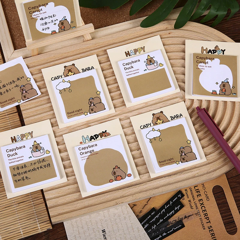 30Pcs DIY Journal Message Note Paper Notepad Cute Cartoon Creative Capibala Sticky Notes cancelleria per studenti materiale scolastico