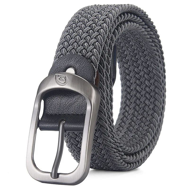 Unisex Woven Elastic Belt Men Luxury Women Belt Designer Men Alloy Pin Buckle Waist Straps Belts No Hole Cinturones Luxury Mujer