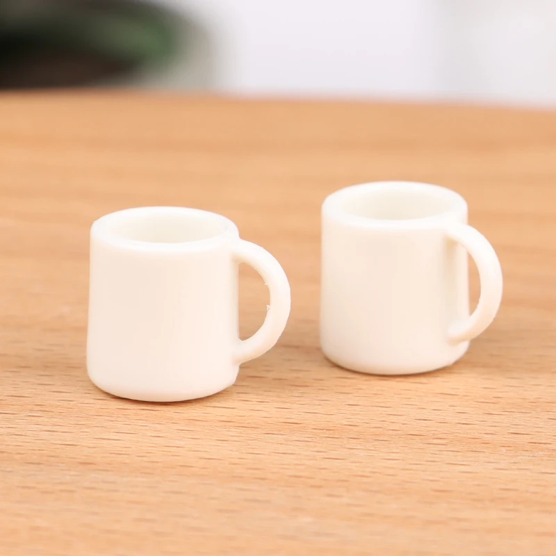 Taza en miniatura de casa de muñecas para niños, taza blanca de agua/bebida, taza de té, modelo de juego de simulación, juguete, accesorios de decoración de casa de muñecas, 4 piezas por juego, 1:12