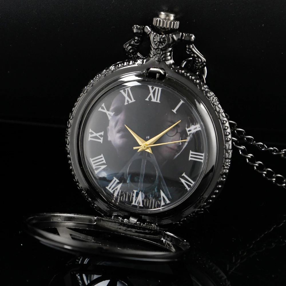 Academic Delicate Pendant Black Hollow Case Quartz Pocket Watch Roman Digital Vintage Watch Men's and Women's Souvenir