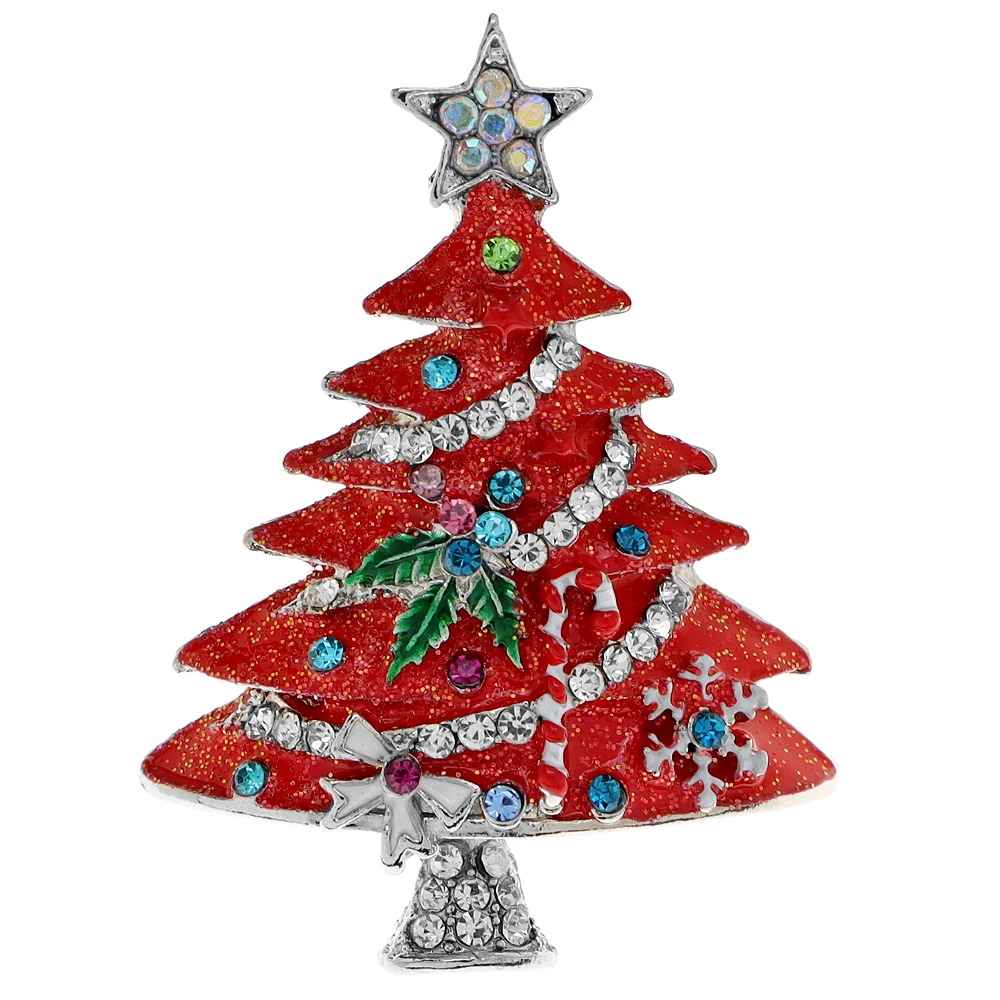 CINDY XIANG Enamel Christmas Tree Brooch 4 Colors Available Winter Fashion Plant Pin 4 Colors Available High Quality