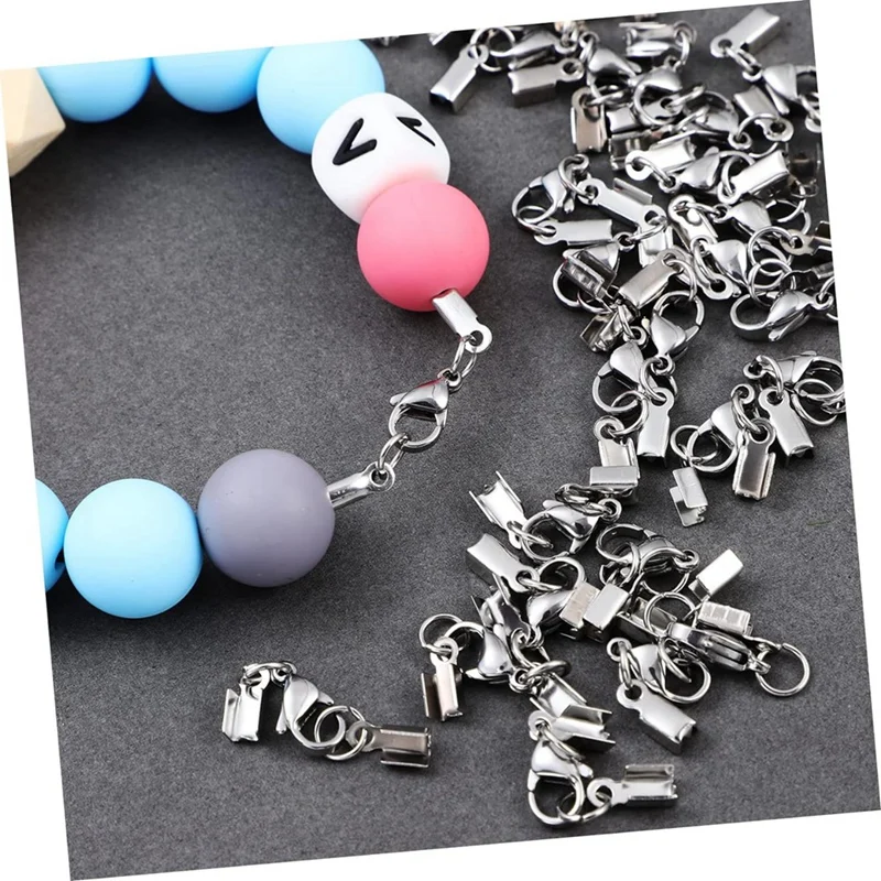 Stainless Steel Lobster Claw Jewellery Clasps Necklace Double Pendulum Lobster Claw Clasps 40 Pcs