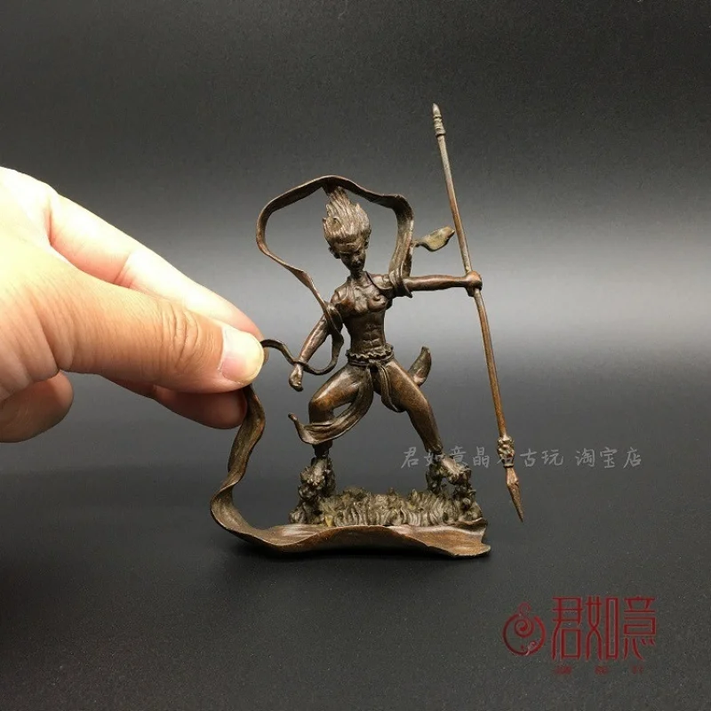 

Bronze Nezha Figurine Movie Nezha Cartoon Character Huntian Ling Wind Fire Wheel Bronze Sculpture Small Bronze Statue Tea Pet