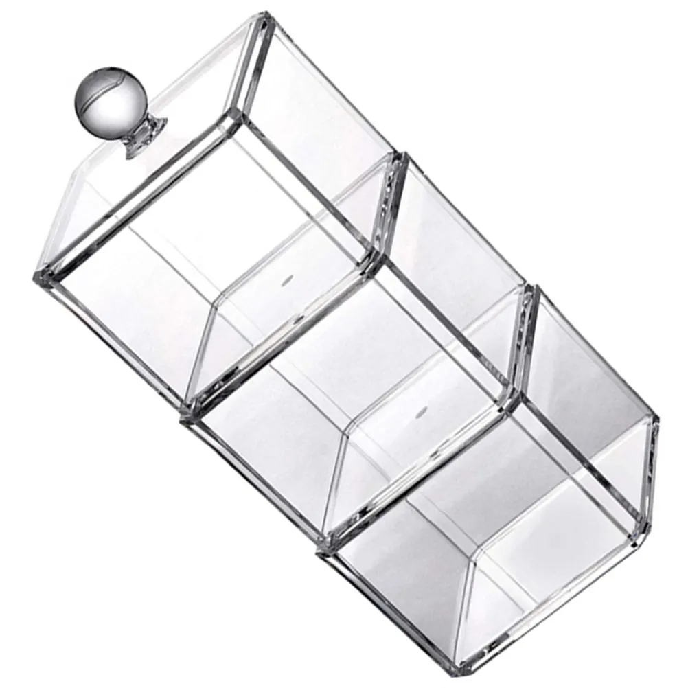 

1Set Sleek Transparent Acrylic Storage Box with Easy-Open Handle Lid for Cotton Pads Cotton Swabs Makeup Tools