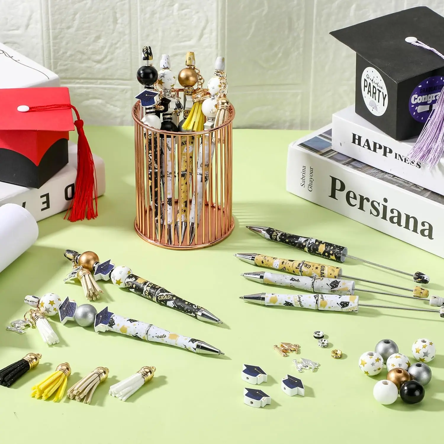 6 قطع من أقلام الخرز التي تحمل عنوان المعلم، مجموعة أقلام الخرز التي يمكنك صنعها بنفسك، العودة إلى المدرسة، مكتب الهدايا الإبداعية ومستلزمات الدراسة، حرفة يدوية من الخرز #3