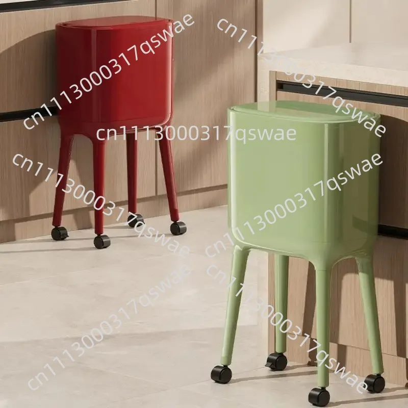 Non-bending with press open lid trash can - large capacity oval kitchen and living room trash can, durable plastic material