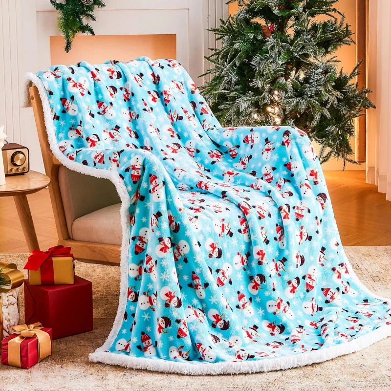 

Christmas decorations, blankets, reindeer snowflakes, fluffy, comfortable, soft, warm wool, Sherpa winter vacation beds, sofas