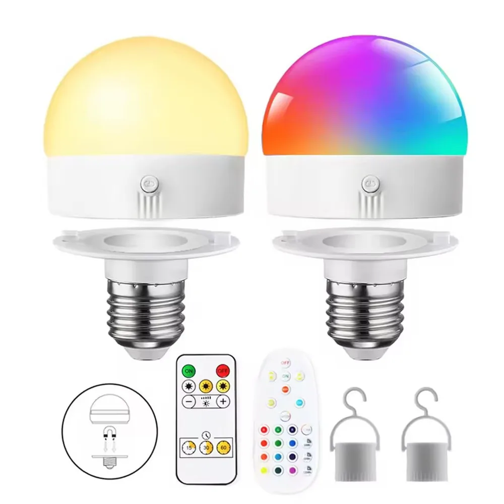 

E26/E27 Base USB Recharged Led Bulbs WW/NW/CW or RGB Color with Remote Controller Indoor Decorative Night Lamp for Bedroom,Foyer