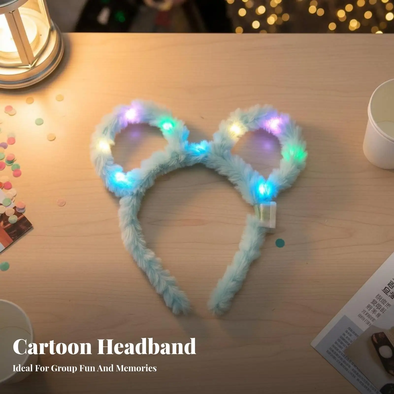 Cute Glowing Rabbit Ear Headband Plush LED Light Up Hair Hoop for Concert Festival Party Favors Adult Kids