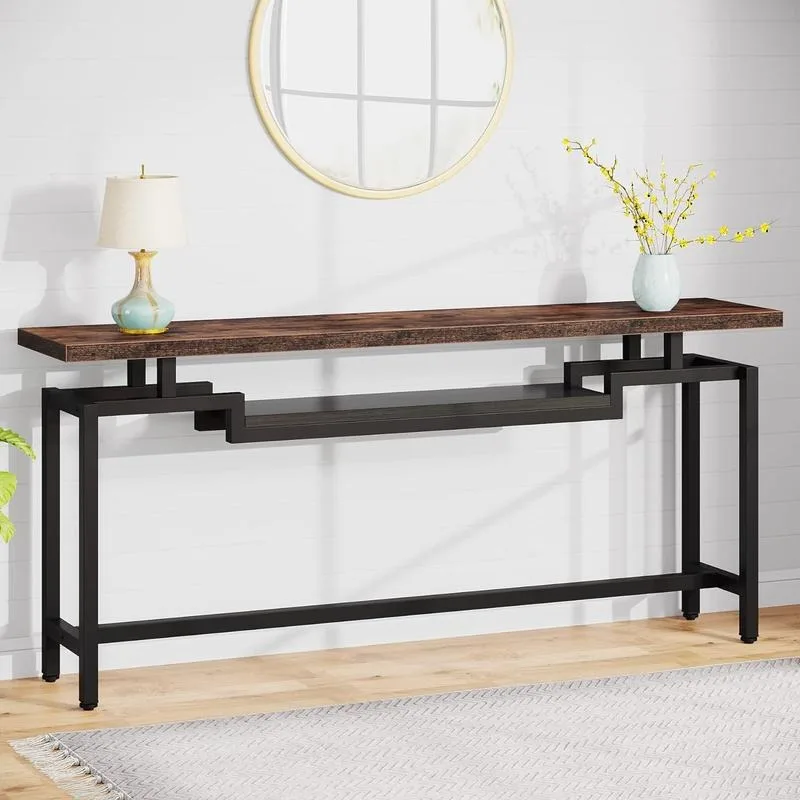 

Tribesigns 70 inch Sofa Table, 2 Tiers Industiral Console Table TV Console Behind Couch Table with Storage