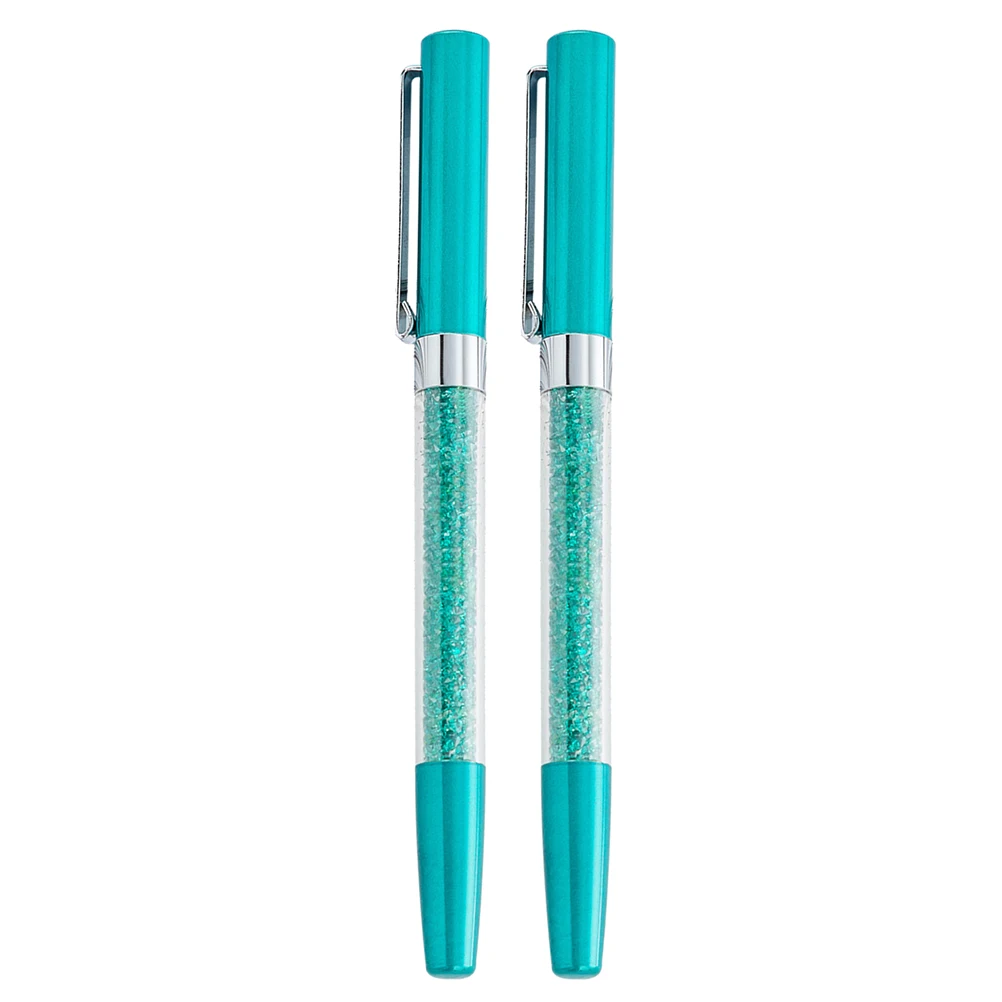 

2 pcs Crystal Pens Business Writing Gifts Office Stationary Clip Signing Ergonomic Smooth Various Colors Comfortable
