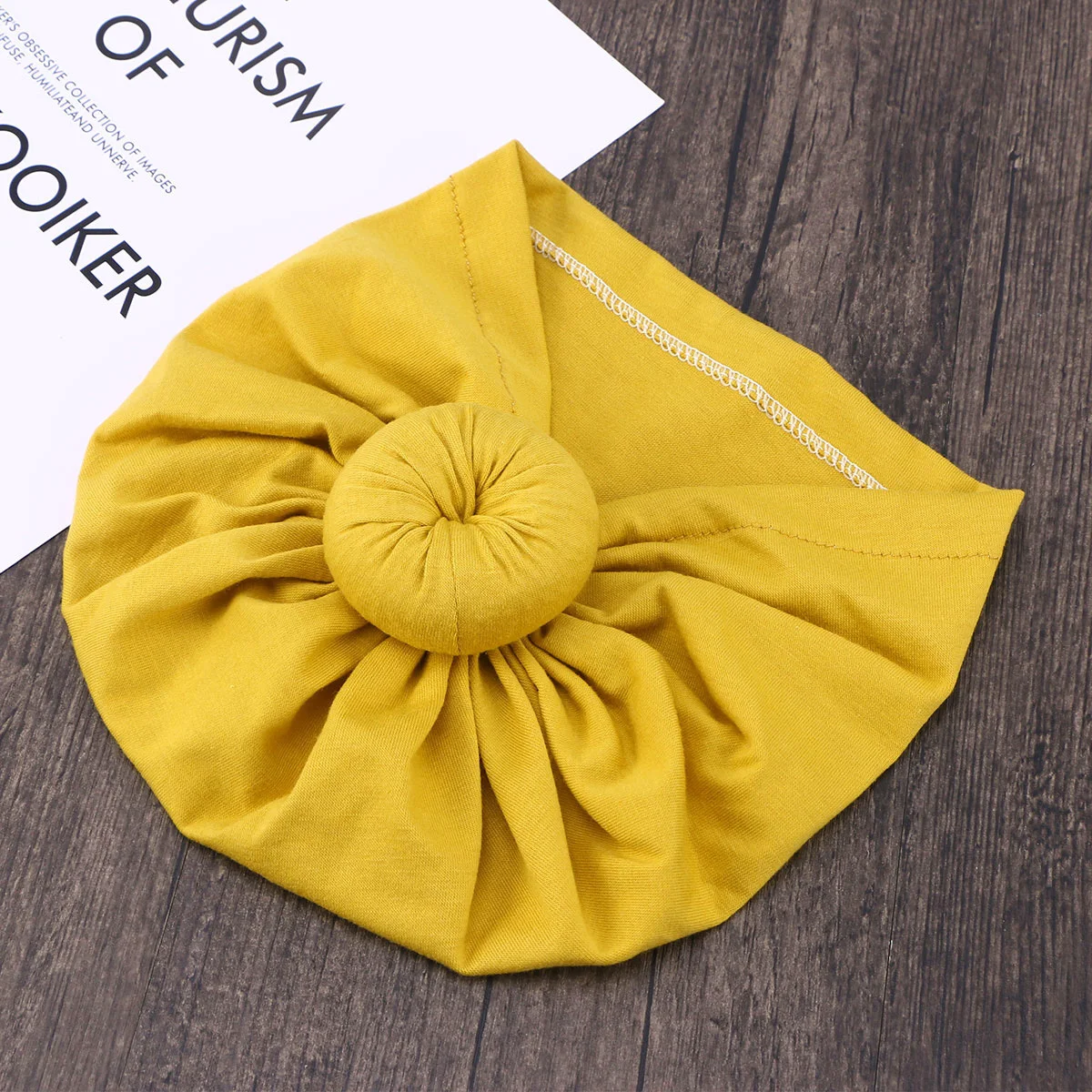 Turbante infantile Turbante per bambini Fasce per capelli Cappello avvolgente con nodo bohémien Giallo Cappello avvolgente per neonato per bambina ospedaliera