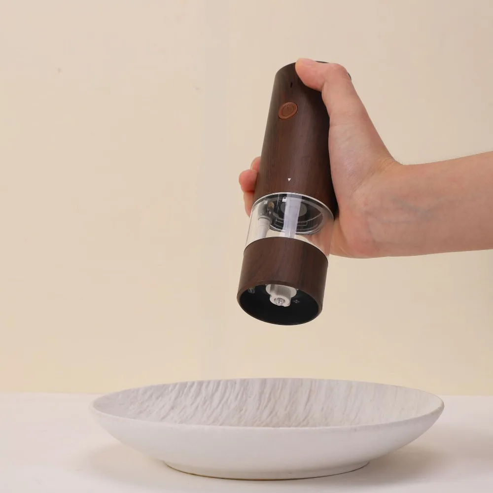 USB Rechargeable Electric Salt and Pepper Grinder Adjustable Coarseness Large-caliber Kitchen Spice Grinder Low Noise