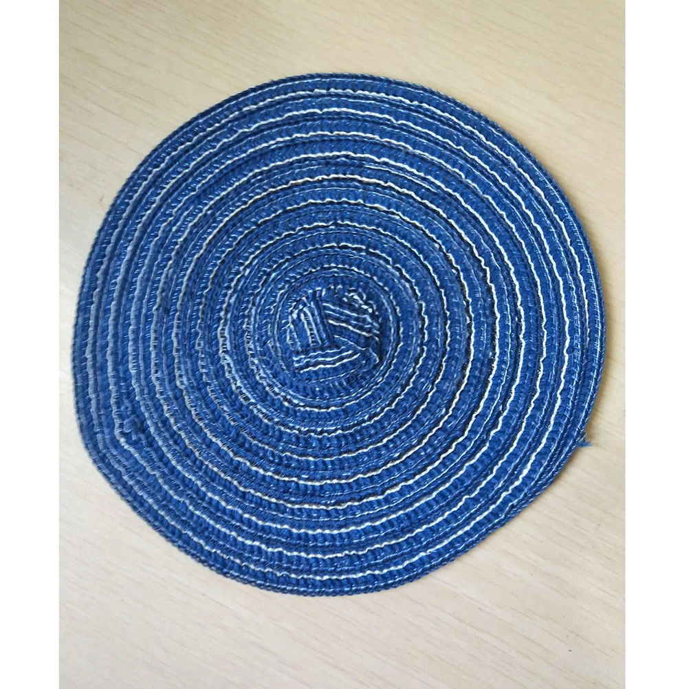 

Round Cotton Linen Woven Placemat Blue S Easy Wash Heat Insulation Table Mat for Dining Kitchen