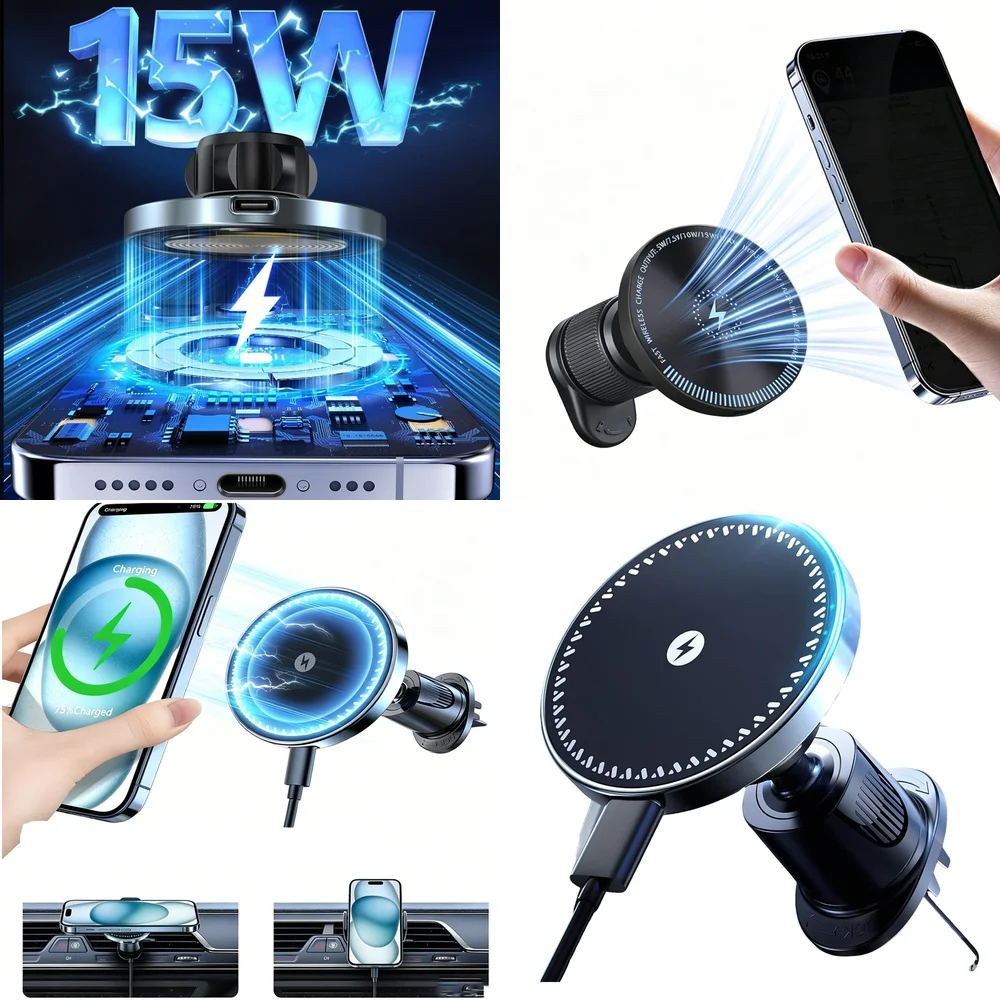 New Consumer Electronics 2026 Magnetic Wireless Car Charger Air Vent Car Phone Holder Electronic Accessories Chargers Adapters