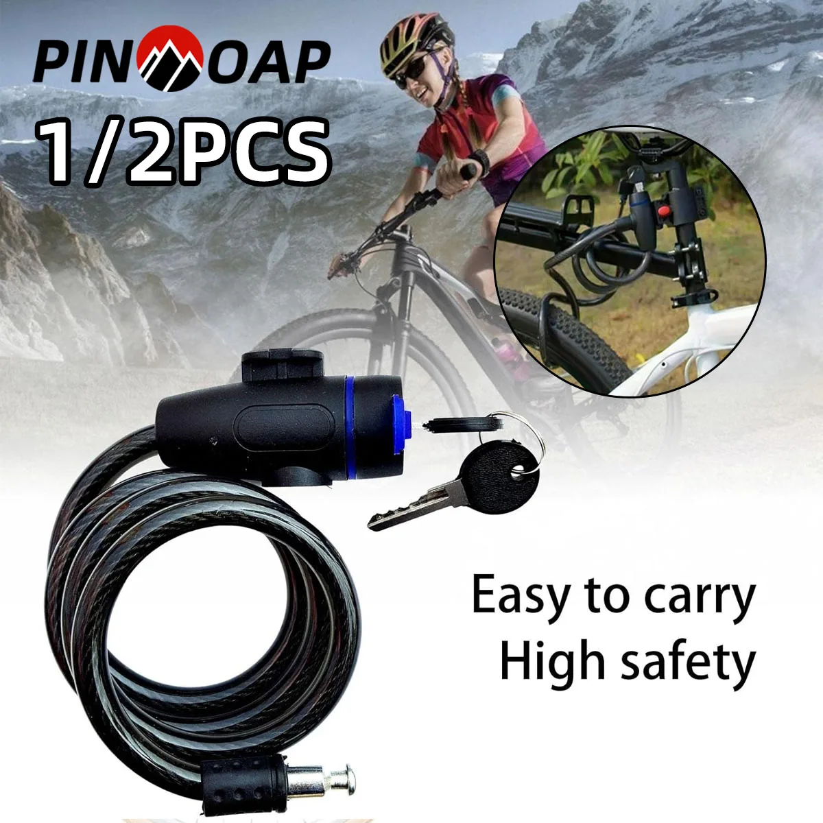 PINMOAP Durable Anti-Theft Aluminum Alloy U-Shaped Car Lock With Key Waterproof Safety Lock Suitable For Mountain Road Bicycles