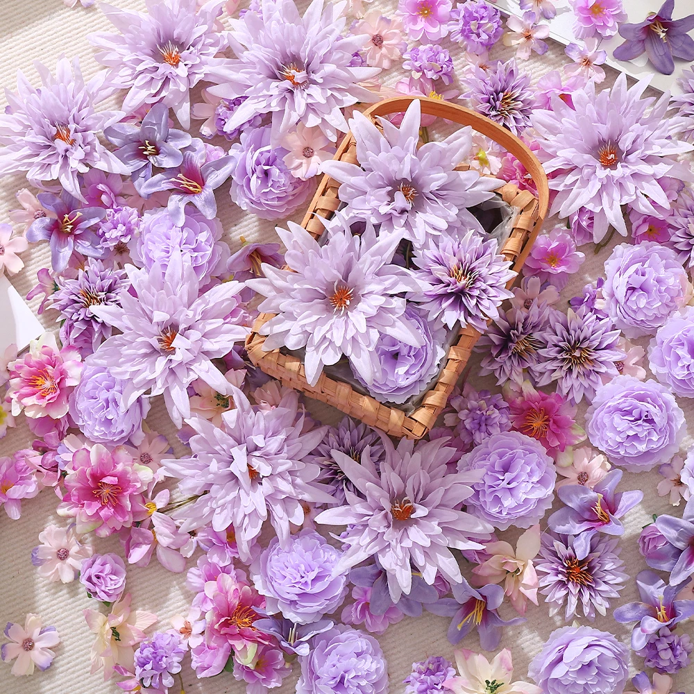 

20/50Pcs Purple Artificial Flowers Silk Rose Fake Flowers for Home Decor Wedding Christmas Decoration DIY Garland Gift Accessory