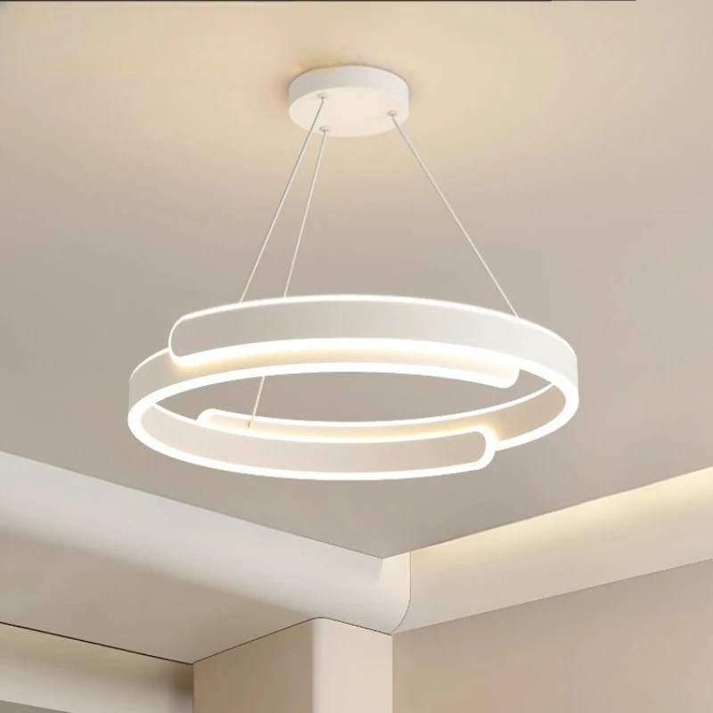 Italian Circular Ring Iron Art Pendant Lights Minimalist Black and White LED Hanging Lamps Home Atmospheric Bedroom Restaurant