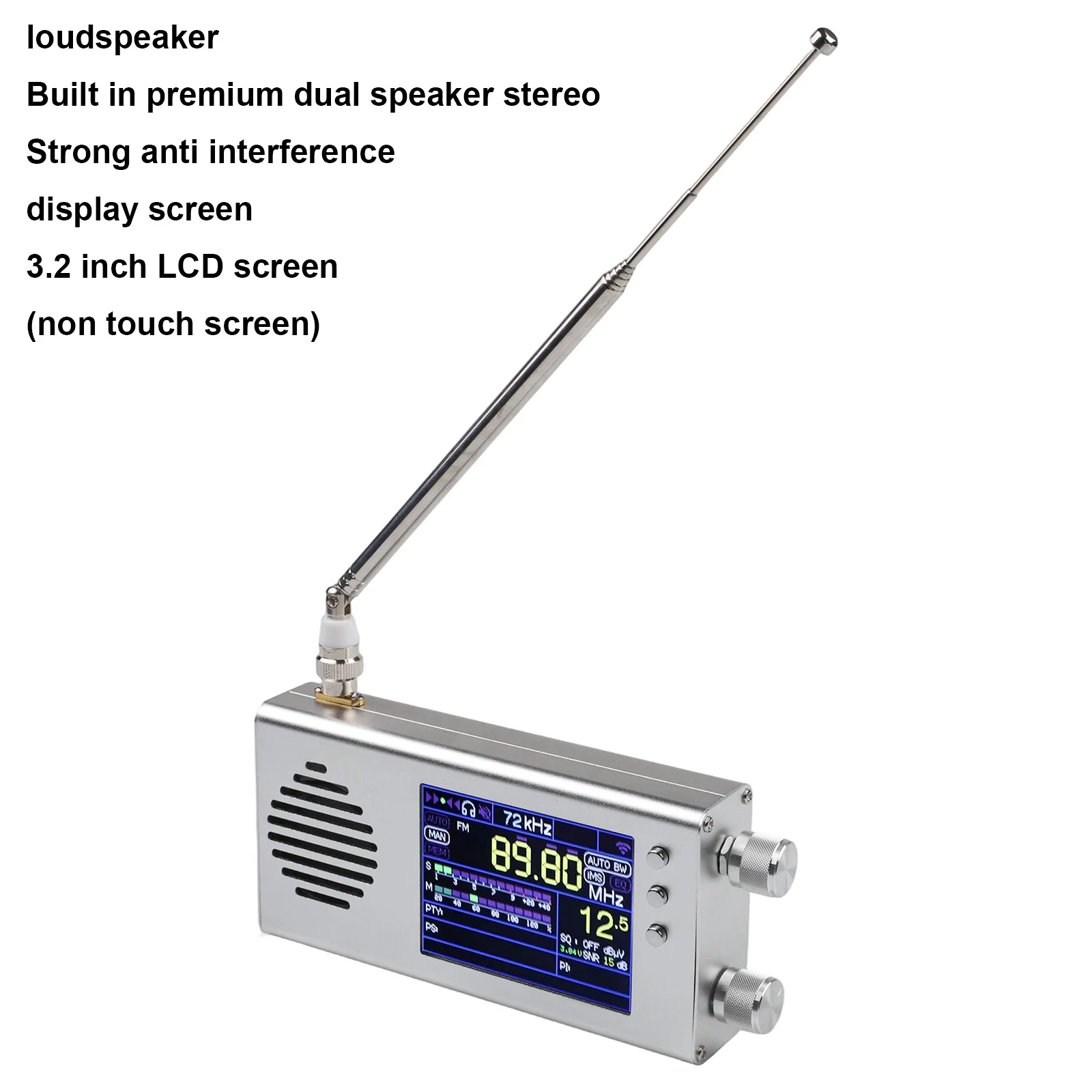 Премиум TEF6686 Plus Full Ban d Радио 2-го поколения V1 18 Прошивка Корпус из алюминиевого сплава ЖК-дисплей Телескопическая антенна