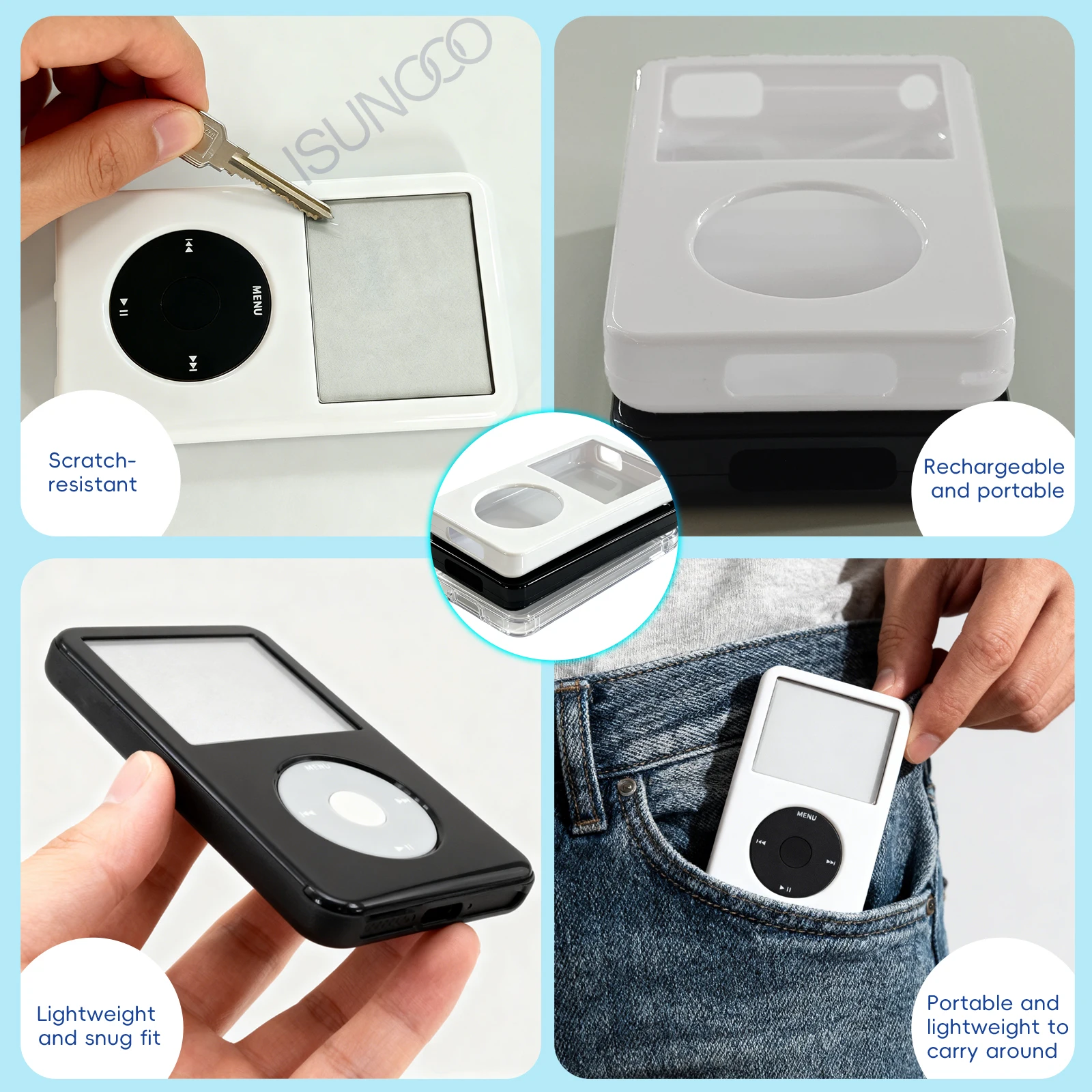 Dicke Version Klare Schwarz-Weiße Hartschutz-Hülle für iPod 5. 5.5. Generation Video 60GB 80GB 6. Generation Classic 160GB Schutzfolie – Detail 3