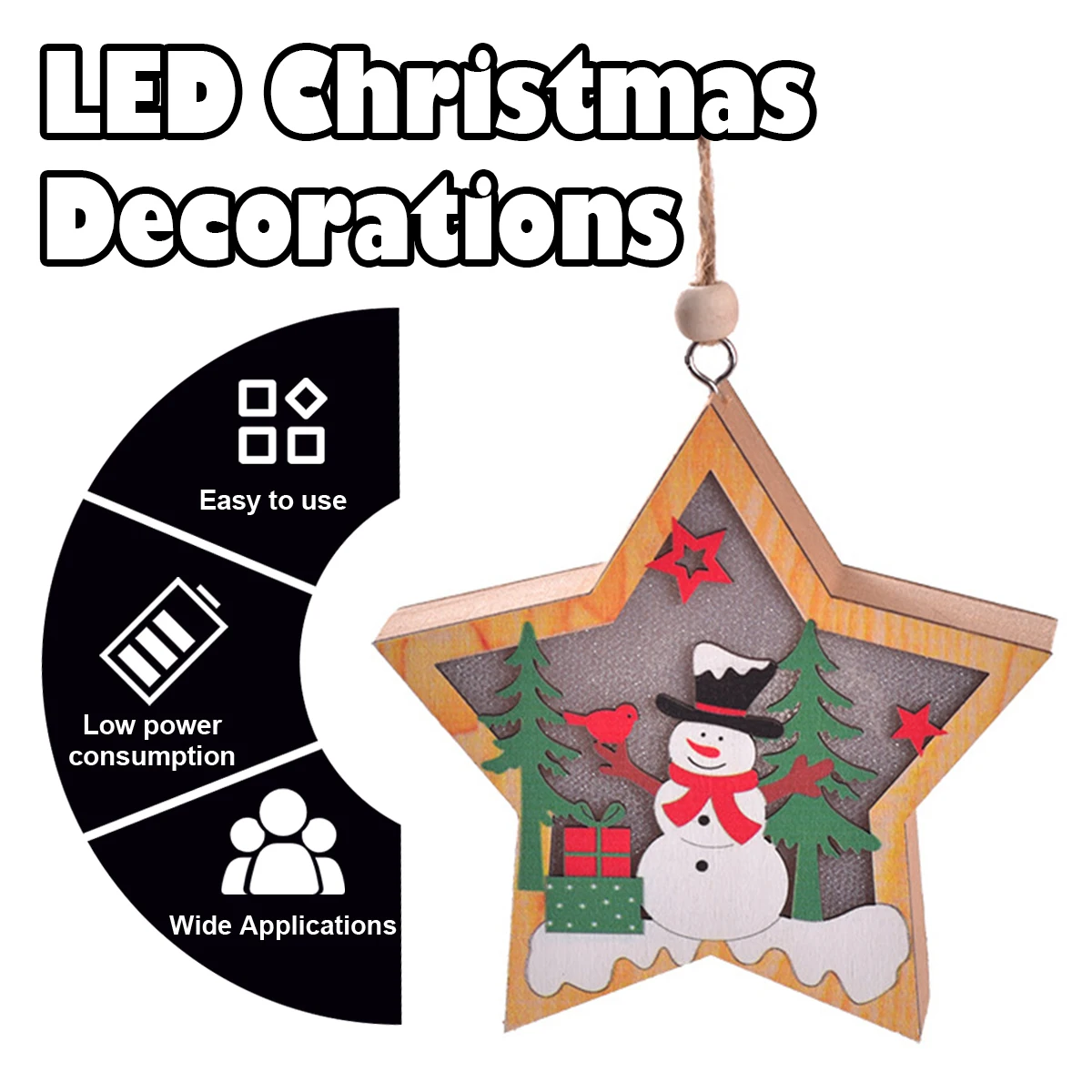 

Christmas Tree Led Lighting Pendant Hanging Ornament The Xmas Decorative For Round/star Gifts With Claus Santa Accessories Trees