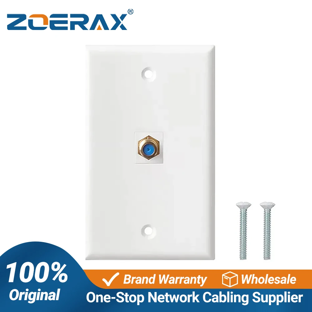 ZoeRax Coax Wall Plate 1/10-Pack, 1/2/3-Port TV Cable Wall Plate 3GHz F-Type Keystone Wall Jack for Coaxial Cable, Single Gang