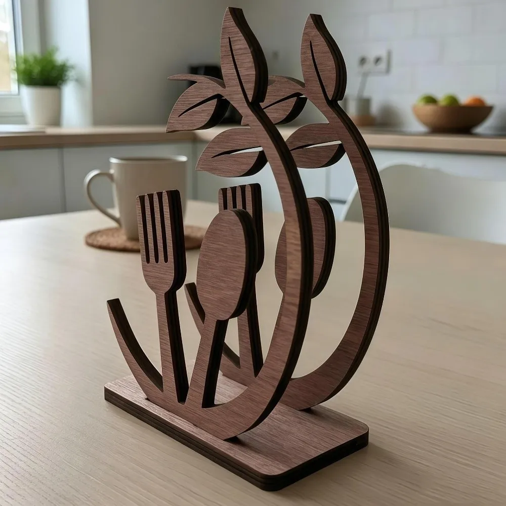 Rustic Wooden Leaf Napkin Holder Hollow Out Farmhouse Style Napkin Stand Decorative Sturdy Paper Towel Rack Kitchen Organizer