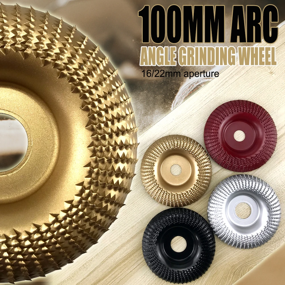 100mm Arc Angle Grinding Wheel Woods Shaping Grinding Discs Woodworking Sanding Wheel Rotary Abrasives 16/22mm Aperture