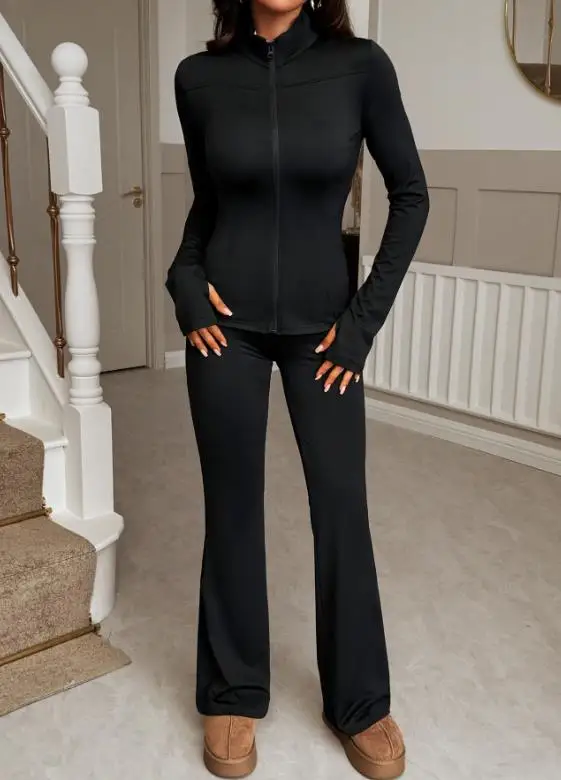 

Women's Two-Piece Set 2025 Autumn/winter Y2K Sports Zipper T-Shirt Yoga Pants Set Minimally Casual and Comfortable Set for Women