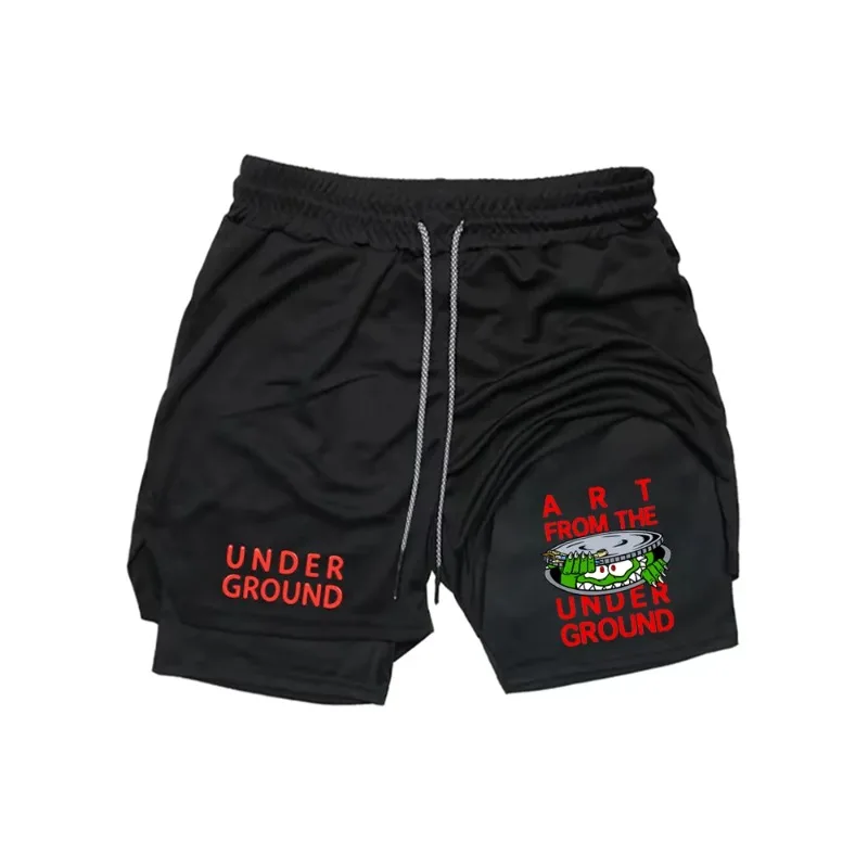 Men's Double-deck Shorts Summer Quick Drying Sports Running Gym Fitness 2-in-1 Joggers Beach Towel Loop Moisture Absorbing Short