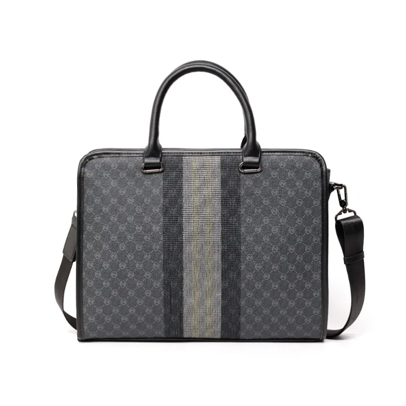 

Business Briefcase Men Striped Letter Commuter Laptop Bag Large Capacity Men's Top-Handle Bag With Shoulder Strap Crossbdoy Bag