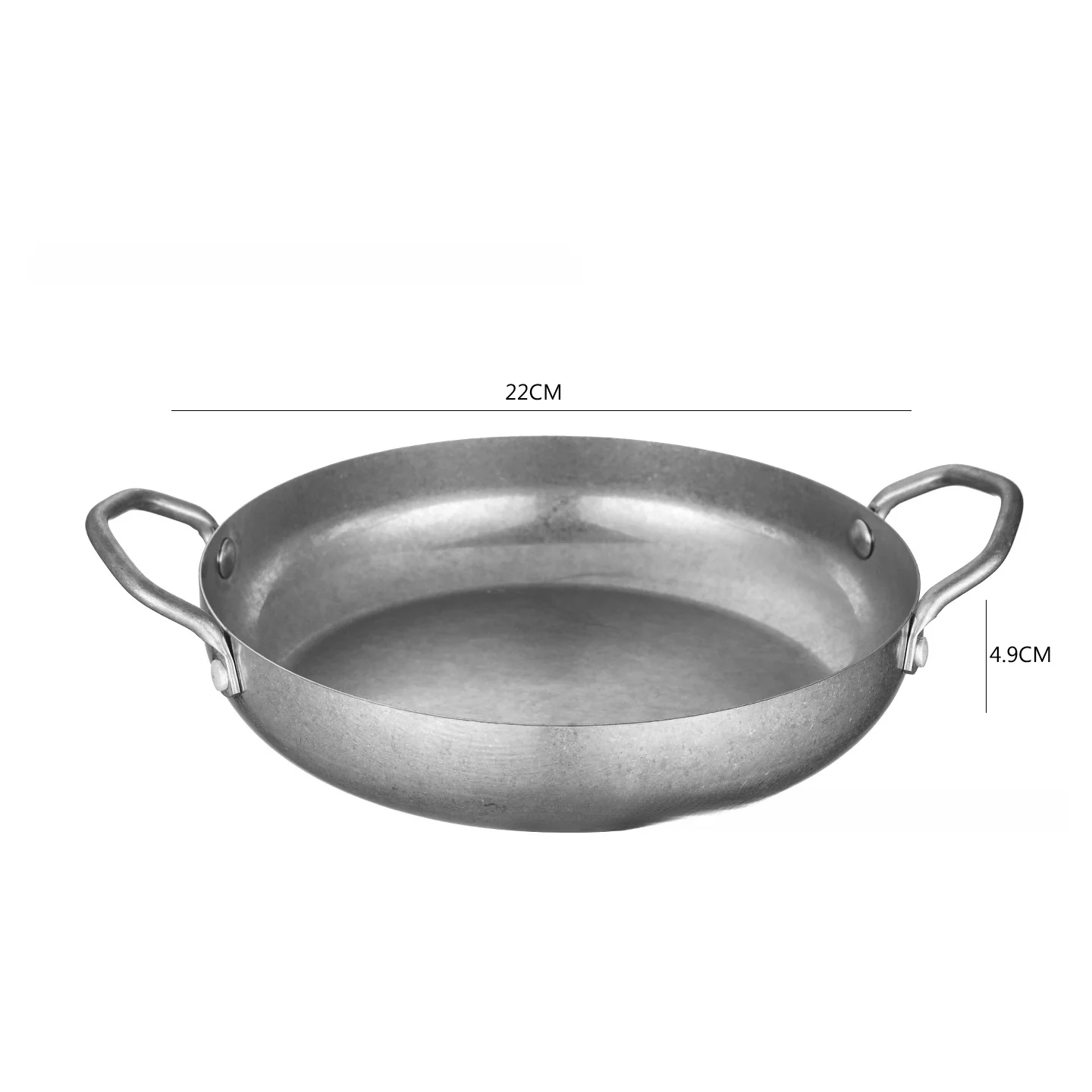 Stainless Steel Double Handle Round Frying Pan for Seafood Rice Preparation 20 22 24 cm Even Heat Distribution Design