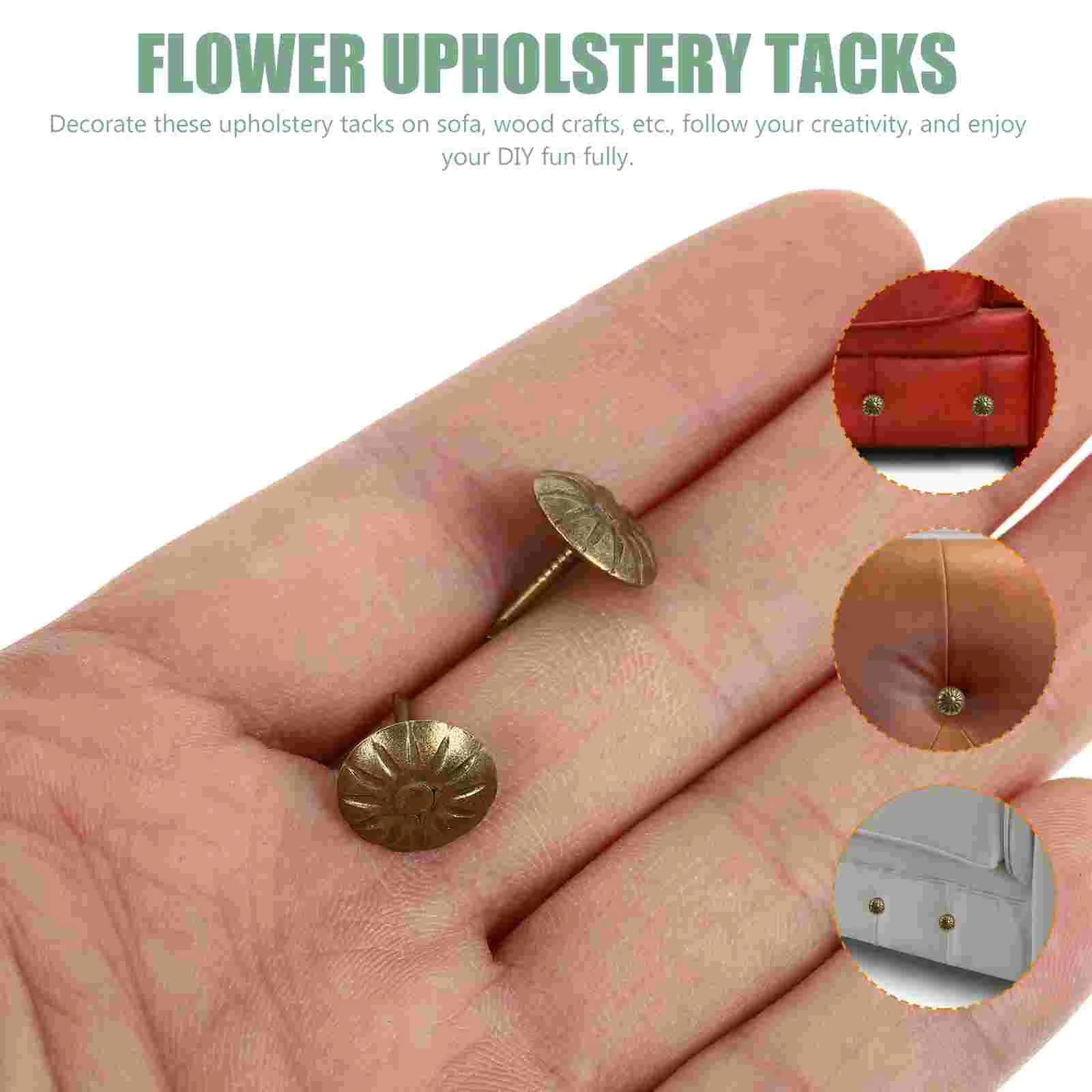 100 Pcs Upholstery Nails Christmas Decor for Car Trim Decorative Tacks Iron Flower Miss