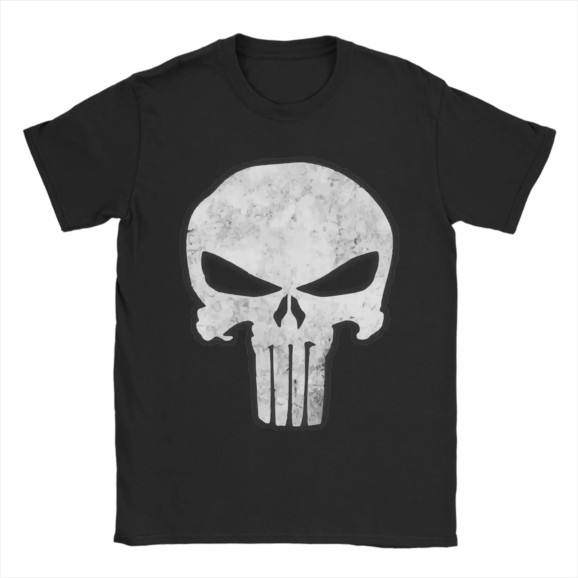 Comic Skull Punisher T-Shirt Unisex 100%Cotton Tops Novelty Skeleton Crewneck Short Sleeve