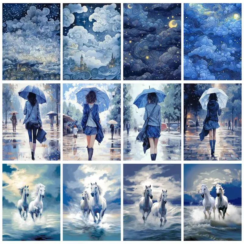 RUOPOTY Painting By Numbers Night Nebula Acrylic Paint Paintings Art Supplies For Adults Painting House DIY Crafts Decor For Hom